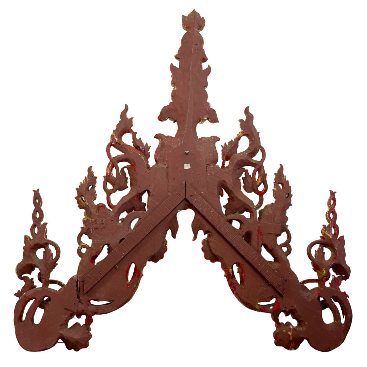 Monumental Burmese Temple Pediment Ensemble (5-piece, approx. 200 cm high) – Mandalay Style (circa 1900)