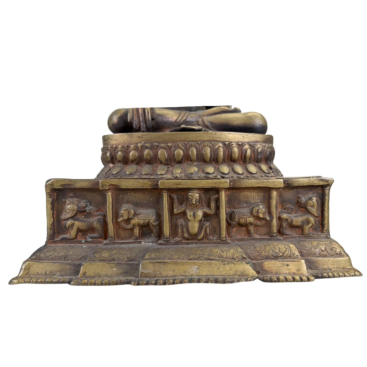 Antique West Tibetan Buddha with deep dark temple patina and natural wear