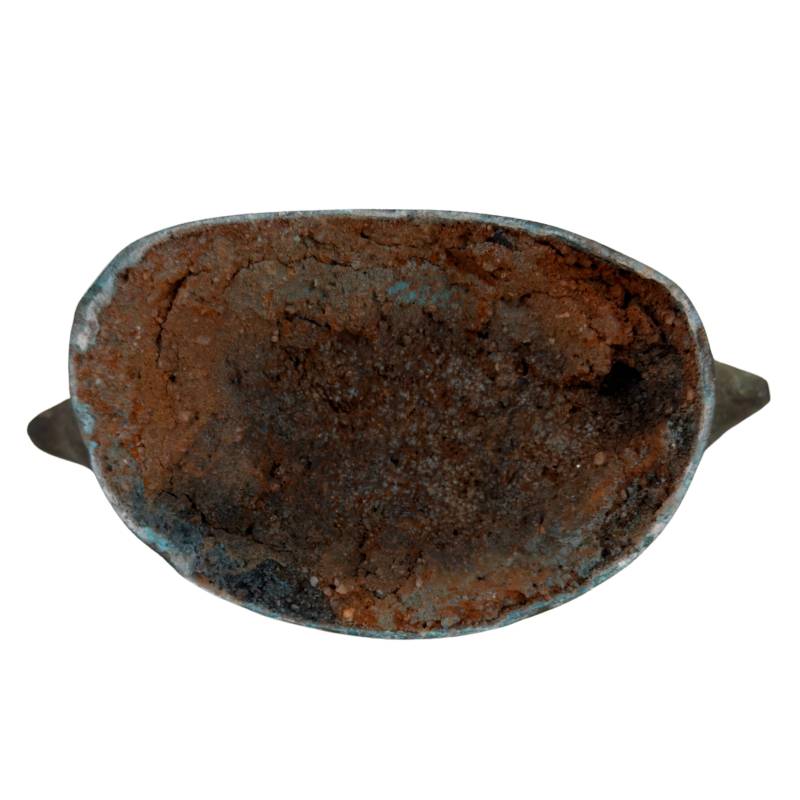 Antique Thai Bronze Buddha on Lotus Base – Deep Patina – Original Core Filling – Export Label