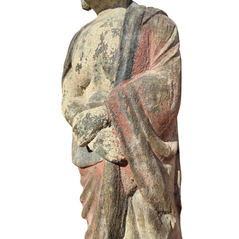 Kwan Yin statue from China with polychrome remains