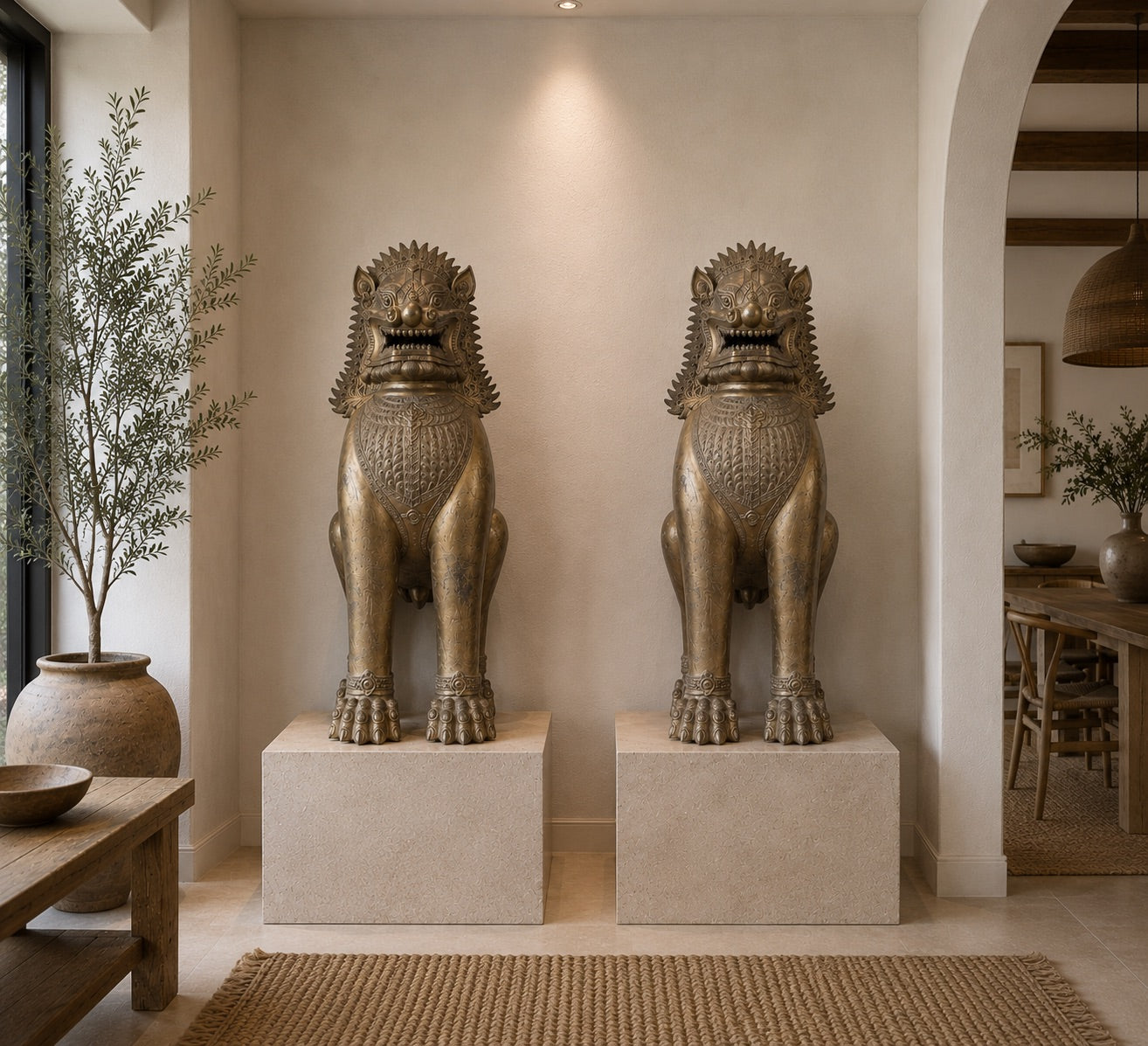 100 cm tall Siamese lions, very unique and nowhere in the Netherlands