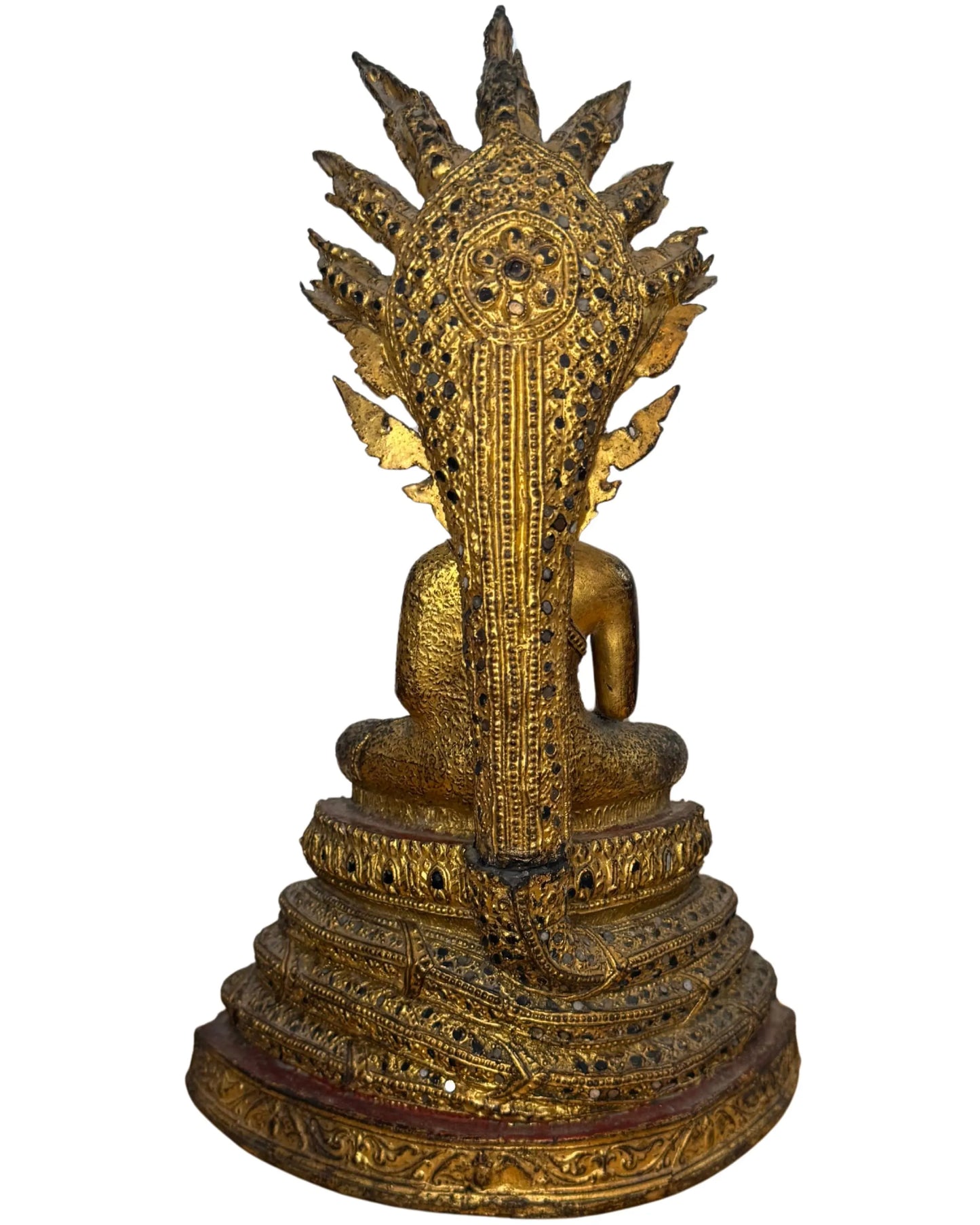 Naga Buddha bronze Thailand gilded spiritual temple statue
