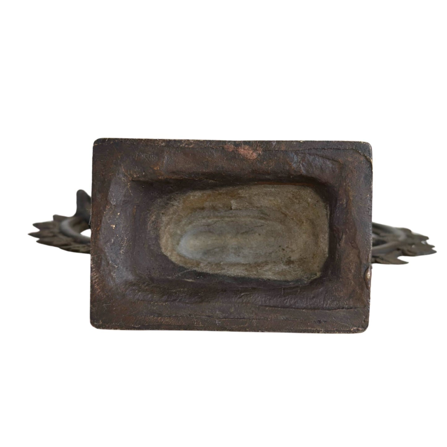 Bottom of solid cast bronze Shiva statue with old casting core and hand finish