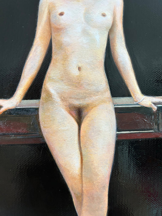 Close-up van de anatomische details en lichtinval in het werk van Zhang Yue.