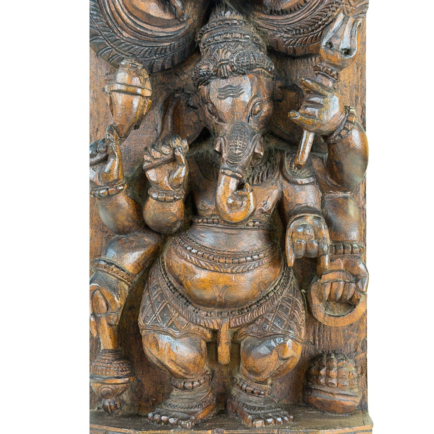 Spiritual wooden art object depicting the god Ganesha