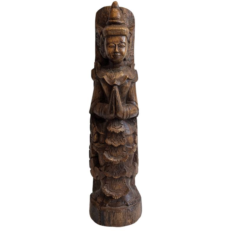 Burmese Nat figure Thagyamin – Wooden temple statue, 19th century