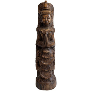 Statue de temple en bois, nat birman Thagyamin, XIXe siècle