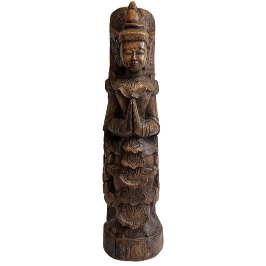 Burmese Nat figure Thagyamin – Wooden temple statue, 19th century
