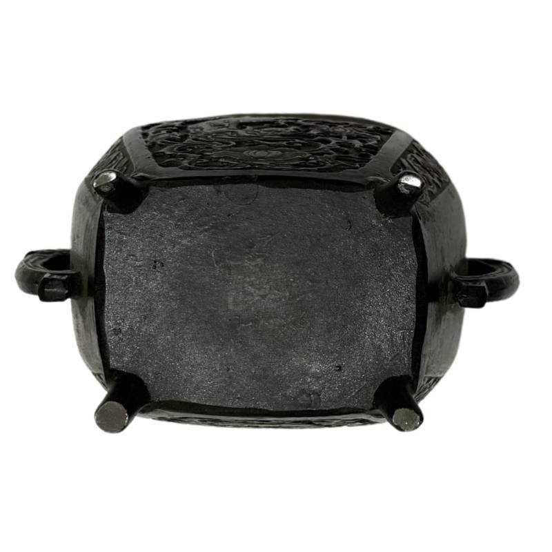 Antique Japanese Bronze Koro Incense Burner with Dragon Relief - Meiji Period Altar Censer