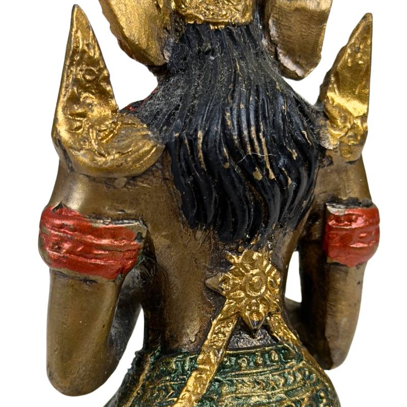 Thai Thepanom Temple Guardian Statue – Gilded and Polychrome – Kneeling Devotional Figure