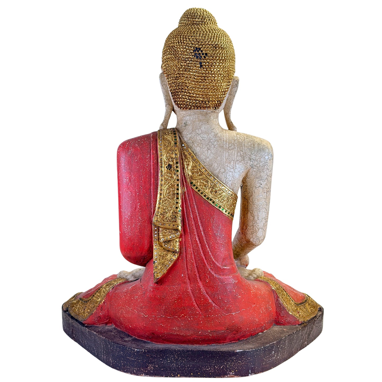 A Striking Burmese Buddha in Red and Gold – 1970s