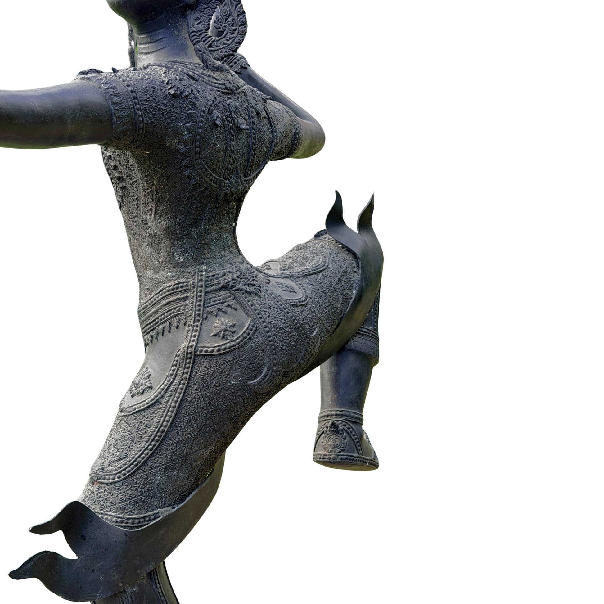 Bronzen Rama beeld – detail florale en geometrische patronen