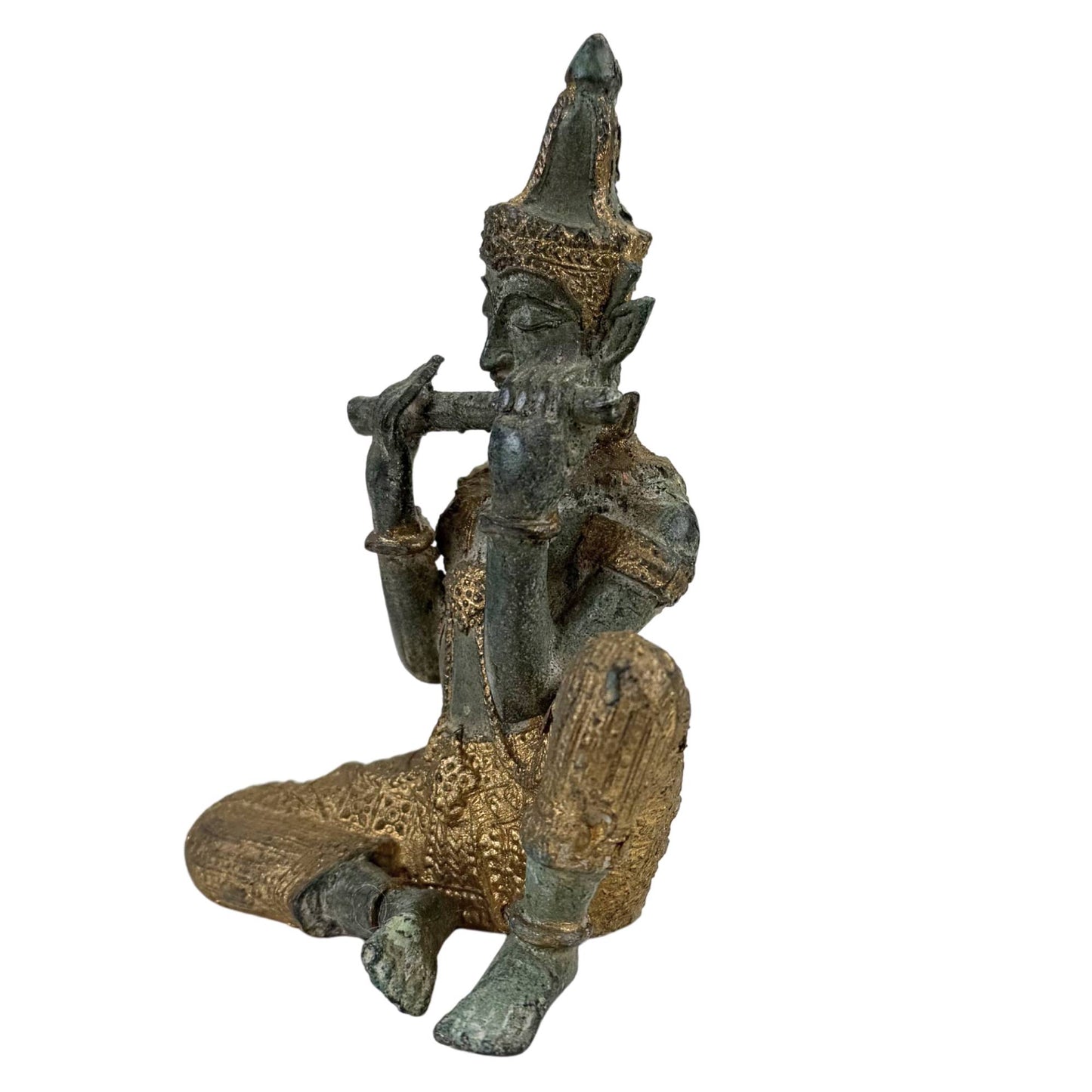 Thai Bronze Temple Musicians and Dancer – Set of 4 Sculptures – 2.4 kg