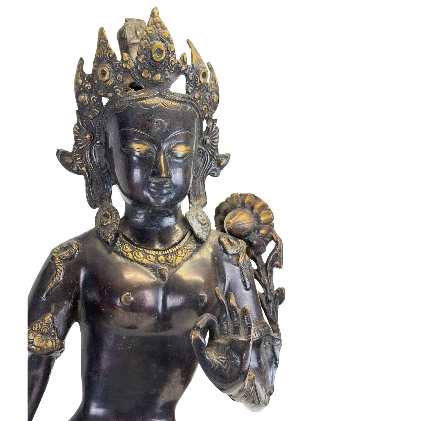 Antique Nepalese Bronze Green Tara – Newar Art – Kathmandu Valley – 19th Century – 68.5 cm