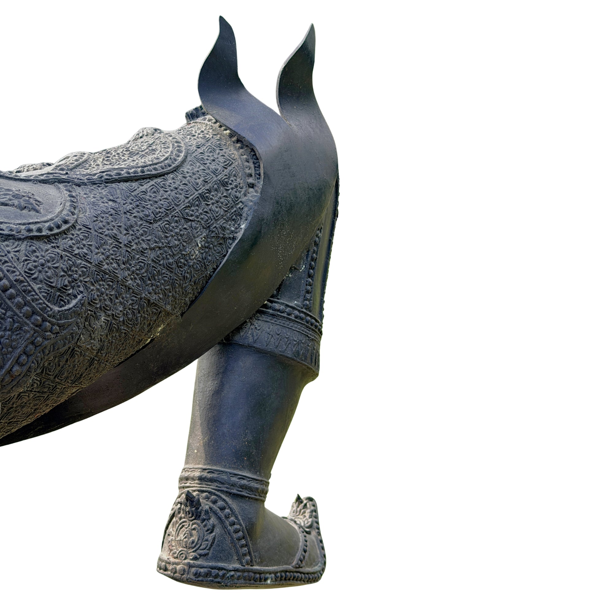 Phra Ram Ramakien beeld – close-up van patina en metaaloppervlak