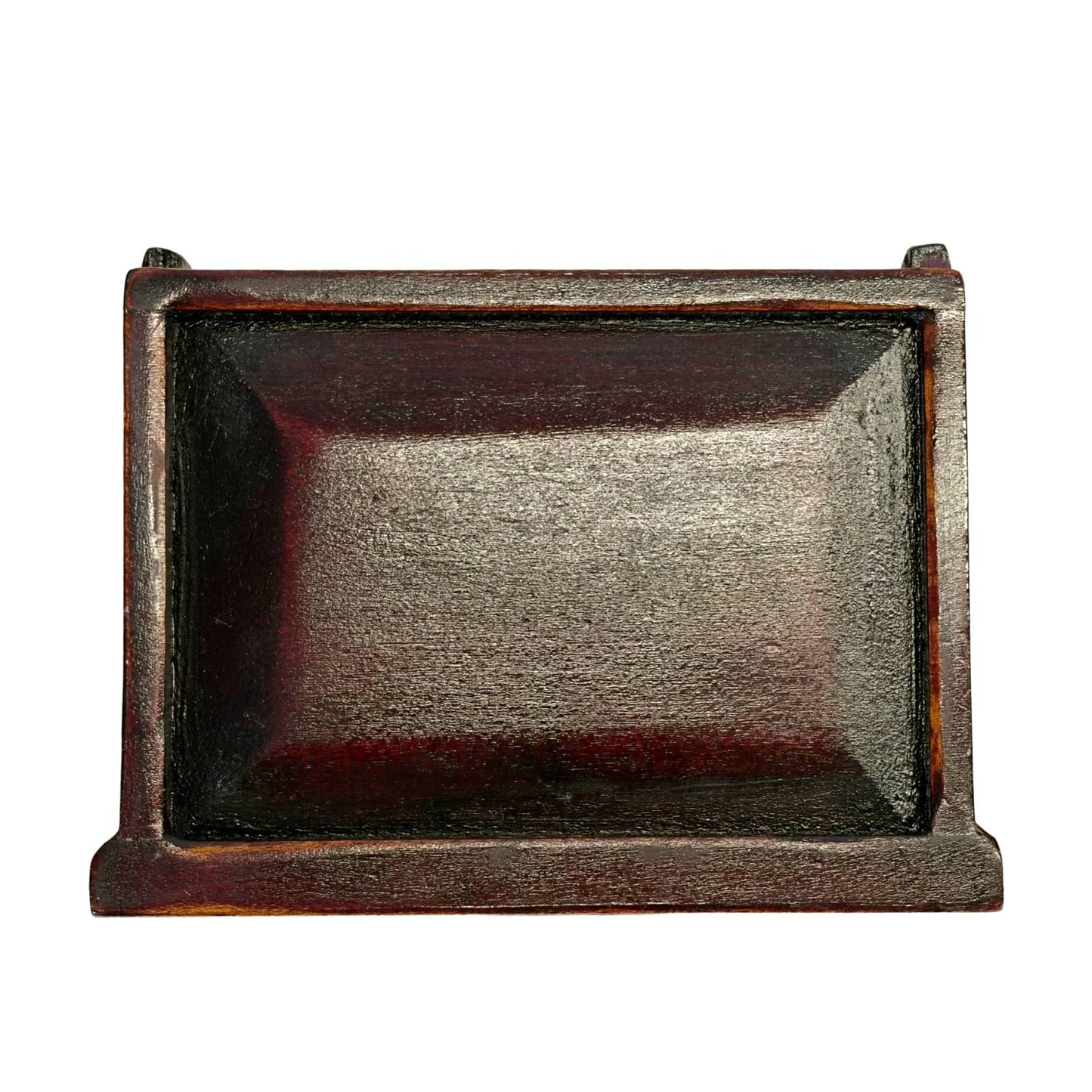 Chinese Wooden Jewelry Box with Carved Stone Panels and Brass Fittings
