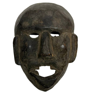 Masque de chaman himalayen antique en bois de 18,5 cm | Bois sec 400 g | Décoration murale