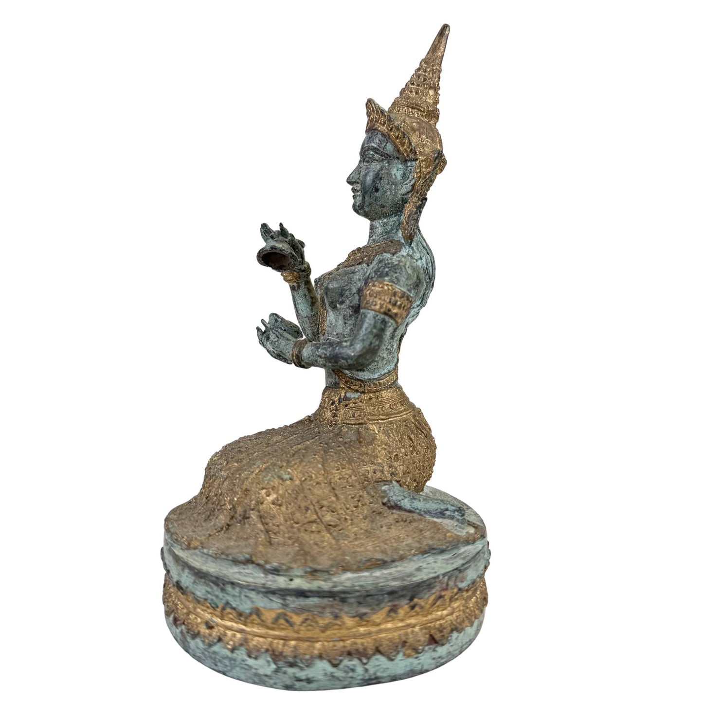 Thai Bronze Temple Musicians and Dancer – Set of 4 Sculptures – 2.4 kg