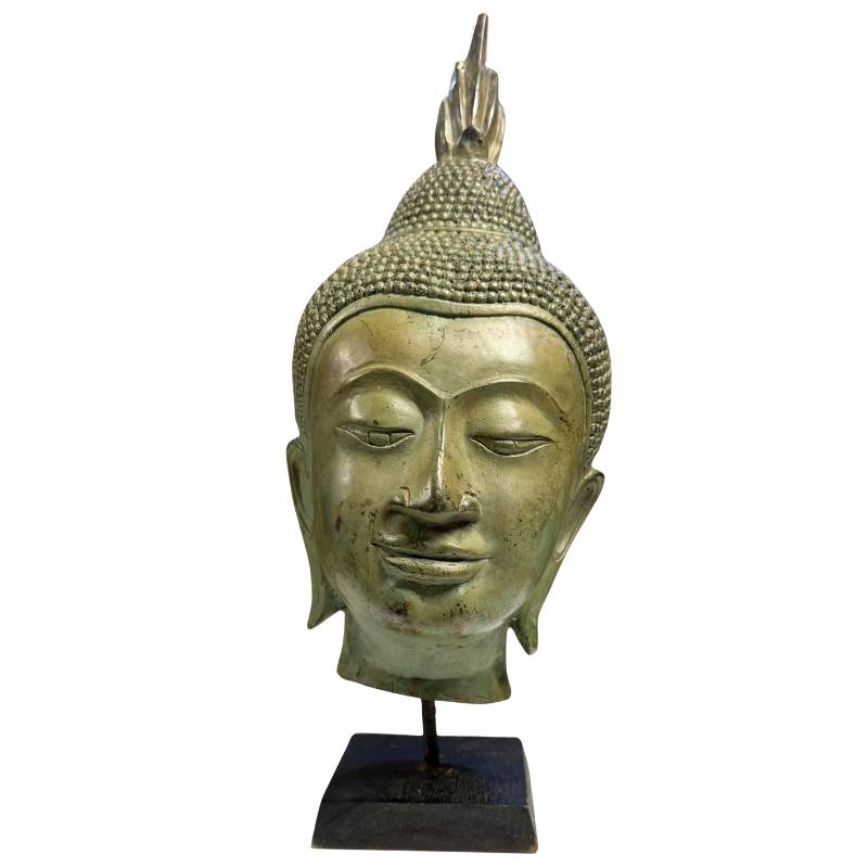 Large Thai bronze Buddha head 39cm Sukhothai style bronze