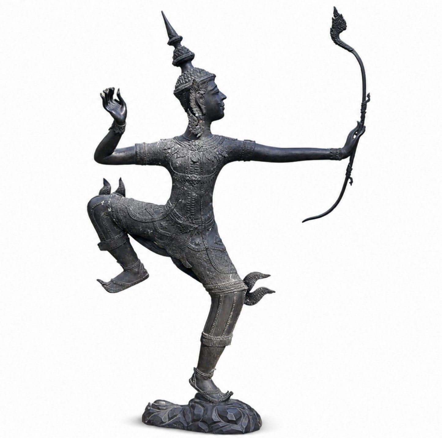 Monumentaal bronzen Phra Ram Rama beeld uit Thailand – volledig aanzicht