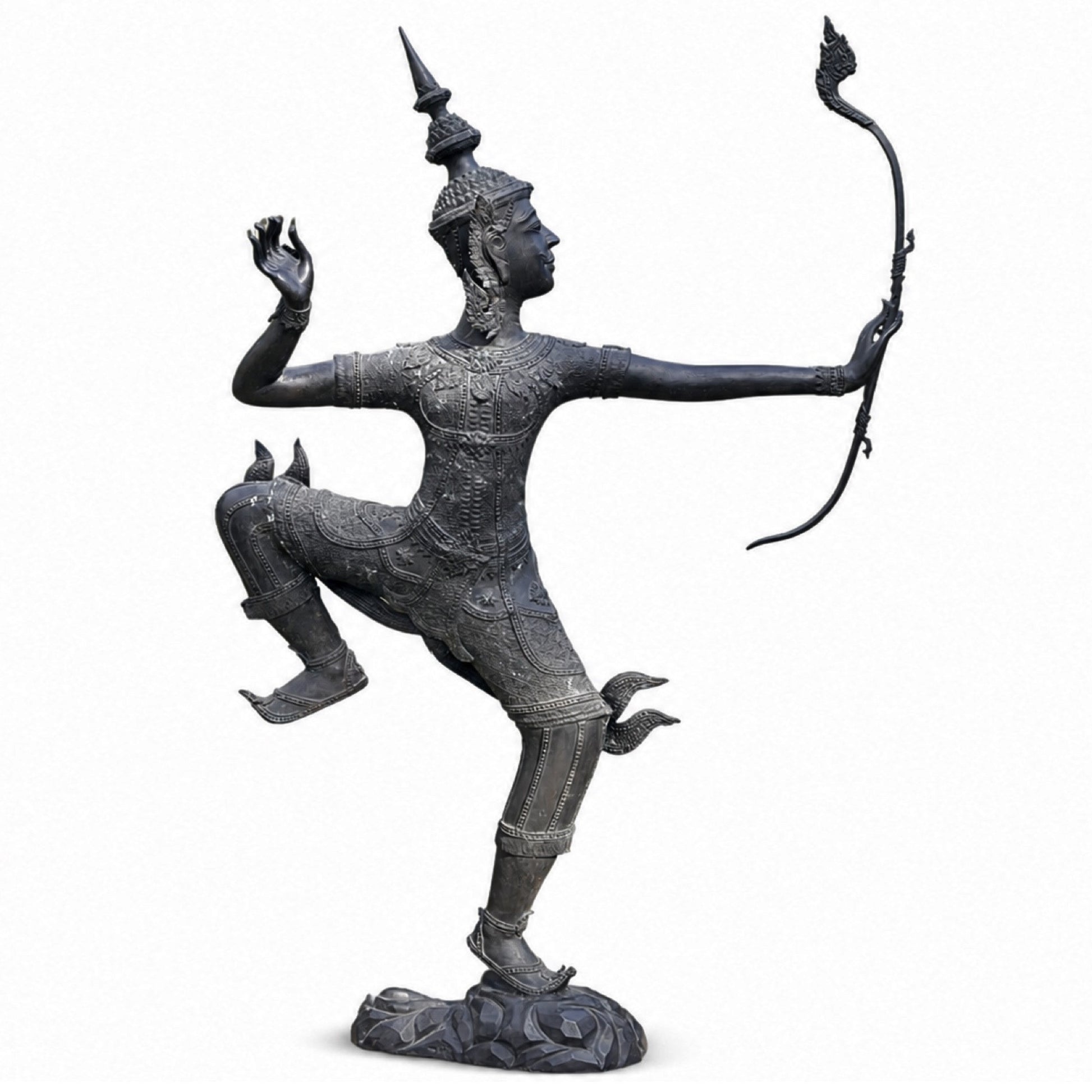 Monumentaal bronzen Phra Ram Rama beeld uit Thailand – volledig aanzicht