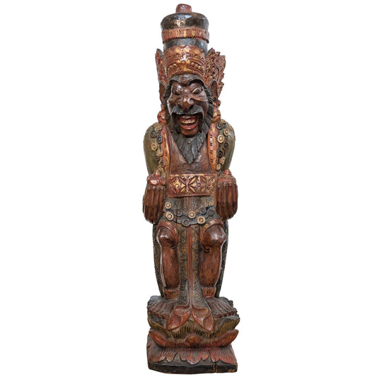 Vintage Balinese Wood Carving – Rishi with Kamandalu – Polychrome – 52 cm