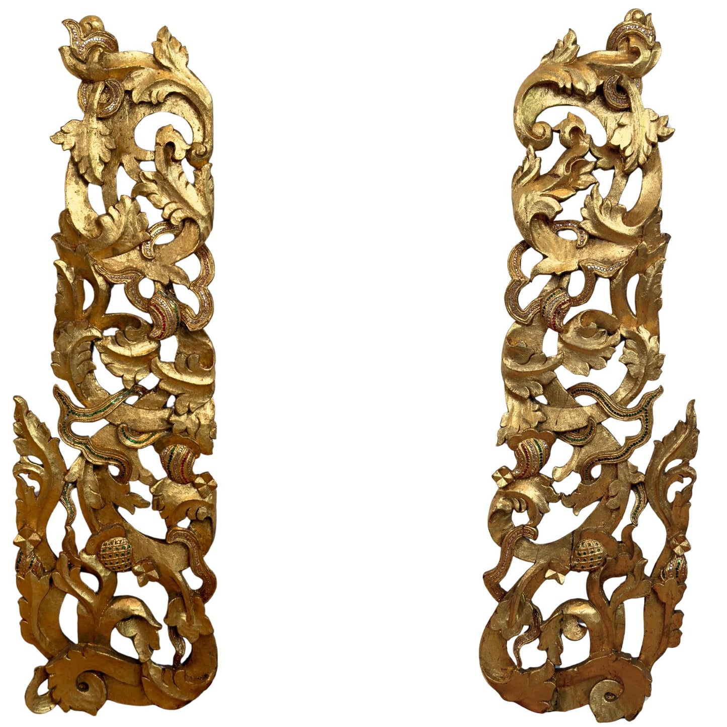 Monumental Burmese Temple Pediment Ensemble (5-piece, approx. 200 cm high) – Mandalay Style (circa 1900)