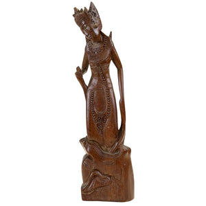 Hand-carved Balinese Wooden Dewi Sri – Mid-Century