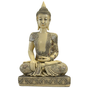 Thai Meditation Buddha XL – Bhumisparsha Mudra – Ivory-Look