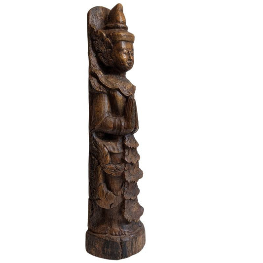 Burmese Nat figure Thagyamin – Wooden temple statue, 19th century