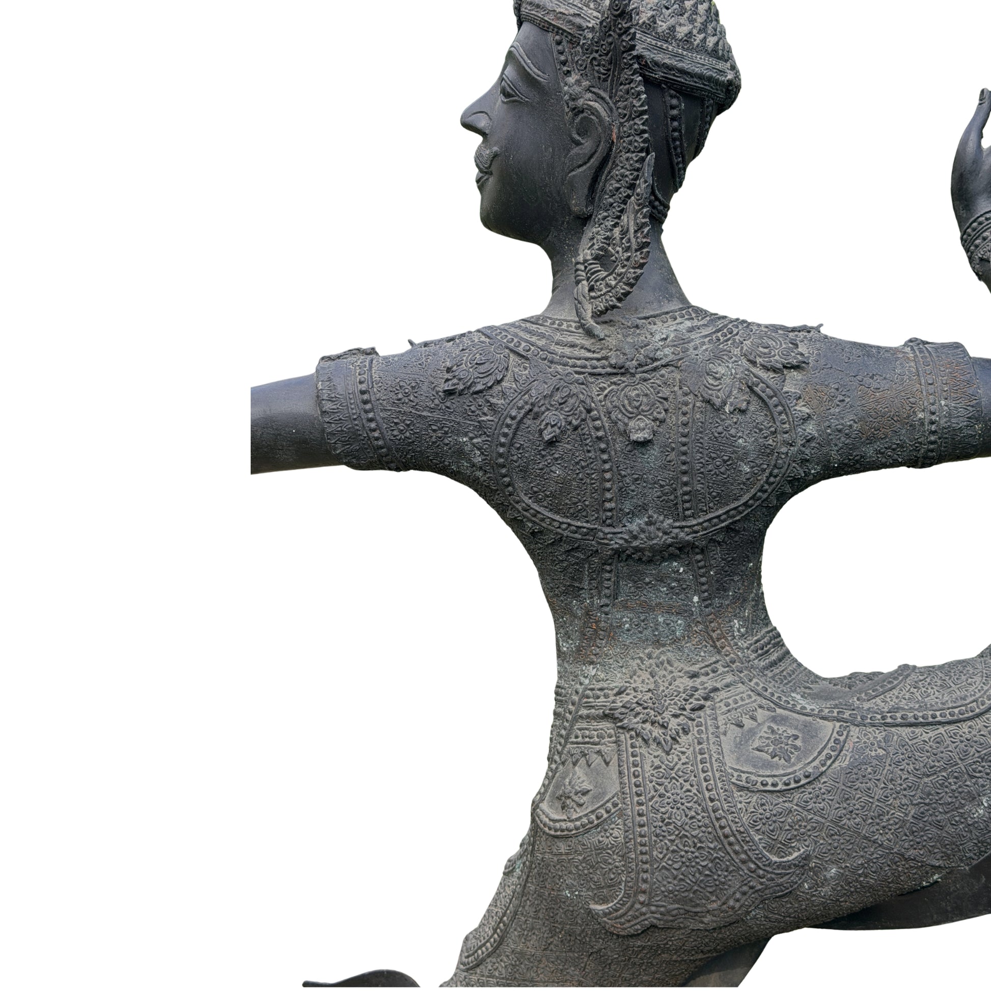 Ramakien Phra Ram sculptuur Thailand – detail onderzijde en stand