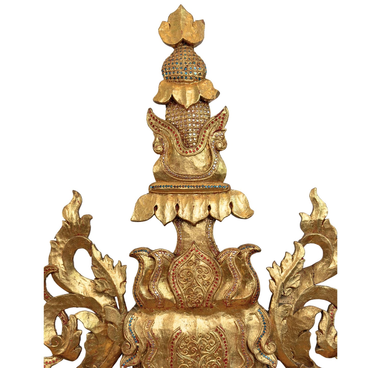 Monumental Burmese Temple Pediment Ensemble (5-piece, approx. 200 cm high) – Mandalay Style (circa 1900)