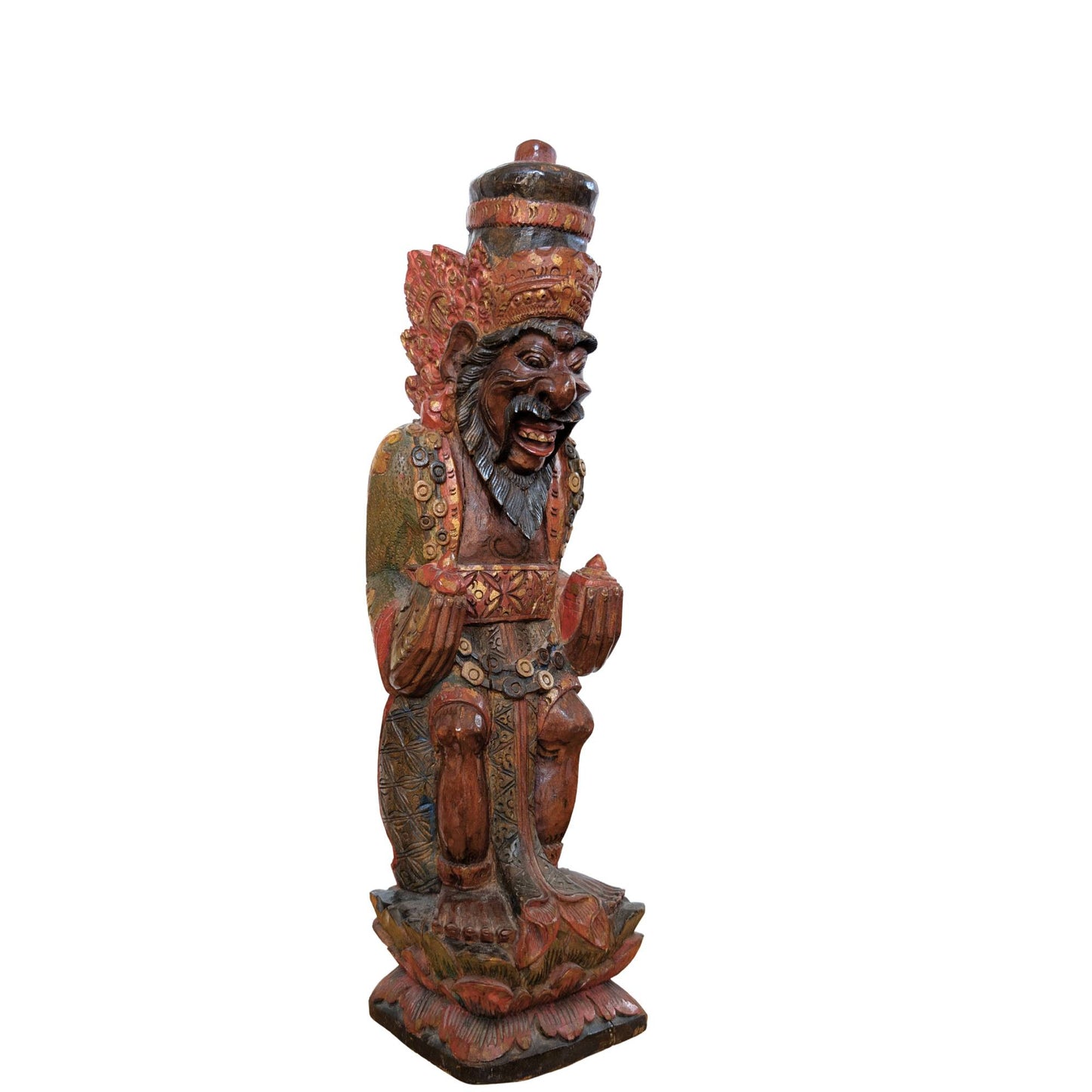 Vintage Balinese Wood Carving – Rishi with Kamandalu – Polychrome – 52 cm