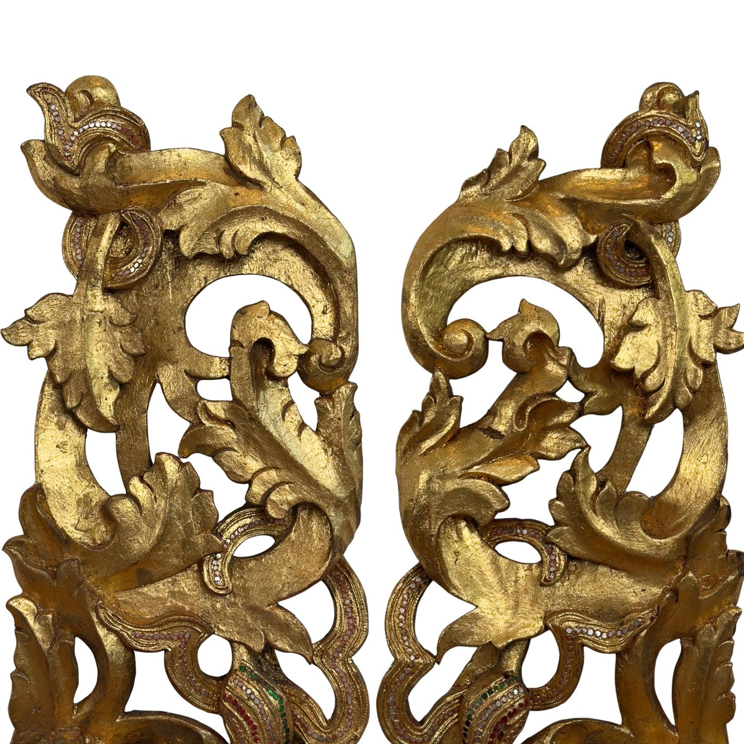 Monumental Burmese Temple Pediment Ensemble (5-piece, approx. 200 cm high) – Mandalay Style (circa 1900)