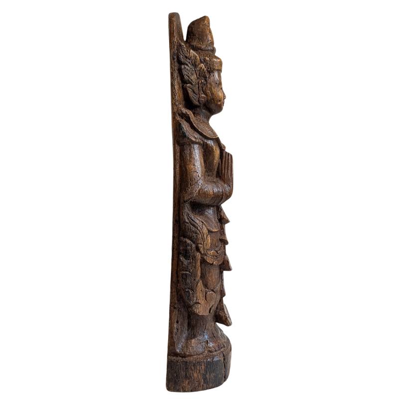 Burmese Nat figure Thagyamin – Wooden temple statue, 19th century