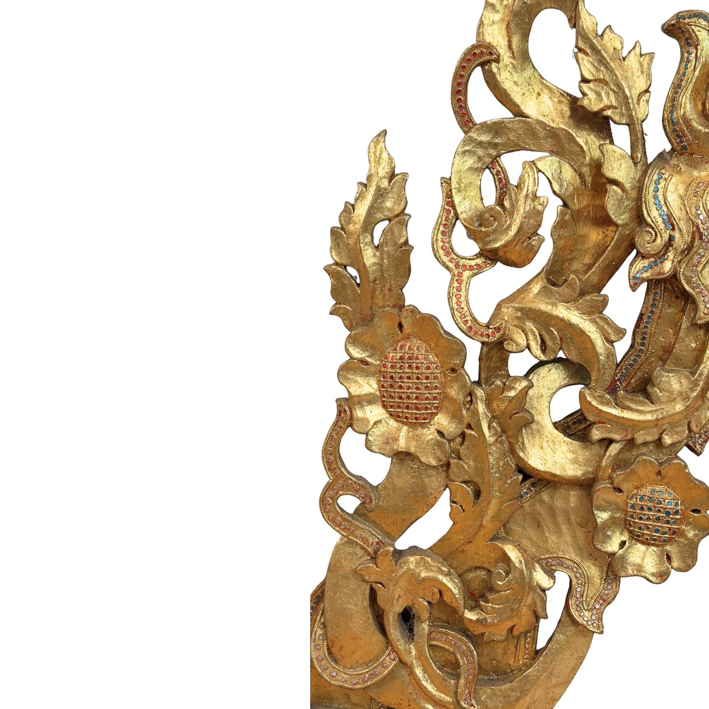 Monumental Burmese Temple Pediment Ensemble (5-piece, approx. 200 cm high) – Mandalay Style (circa 1900)