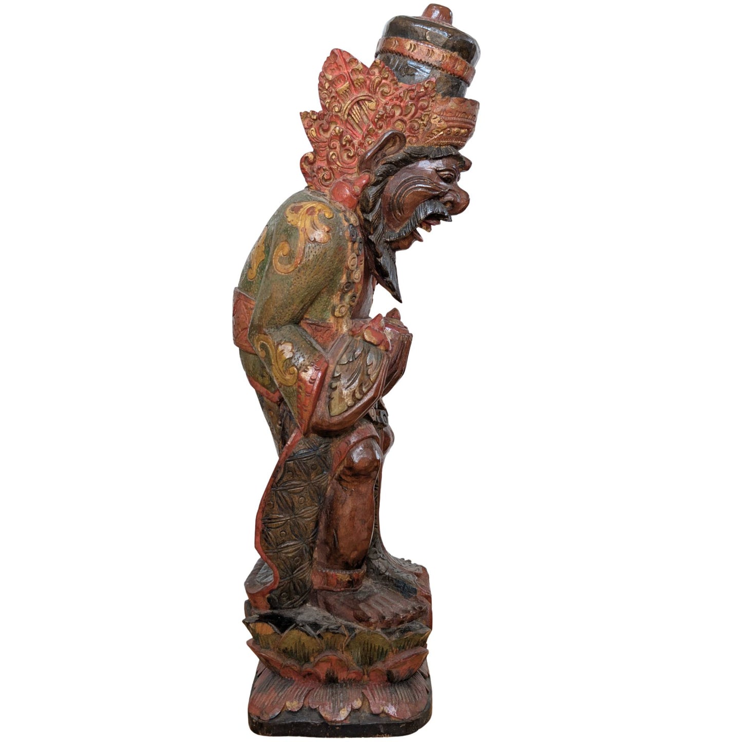 Vintage Balinese Wood Carving – Rishi with Kamandalu – Polychrome – 52 cm