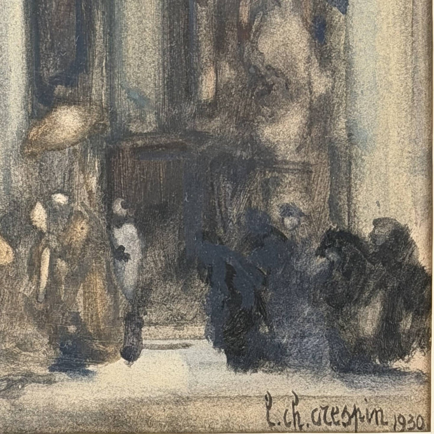 54x43cm Antique Church Interior Louis-Charles Crespin 1930 | Exclusive Wall Art5