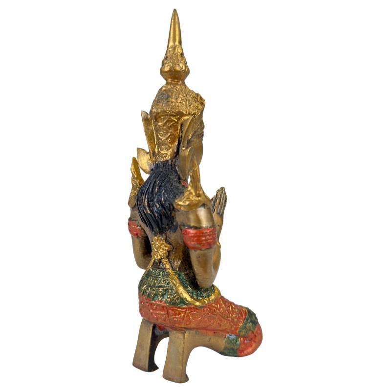 Thai Thepanom Temple Guardian Statue – Gilded and Polychrome – Kneeling Devotional Figure
