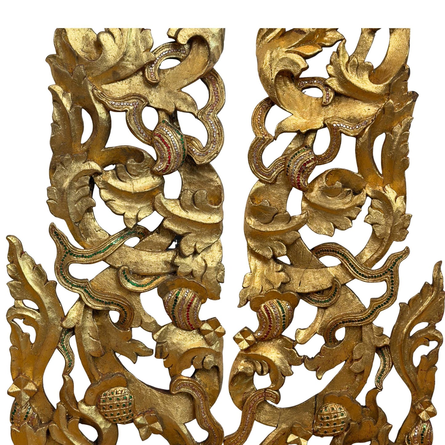 Monumental Burmese Temple Pediment Ensemble (5-piece, approx. 200 cm high) – Mandalay Style (circa 1900)