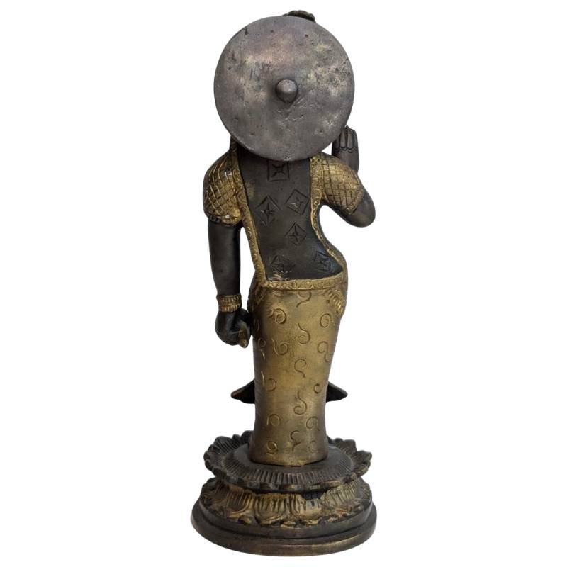 Side view of bronze Parvati statue, Hindu goddess, 19th century