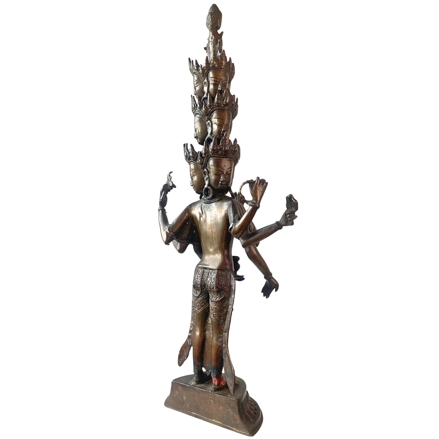 Antique Tibetan Bronze - Avalokiteshvara with 11 Heads (Ekadasamukha) - 60 cm