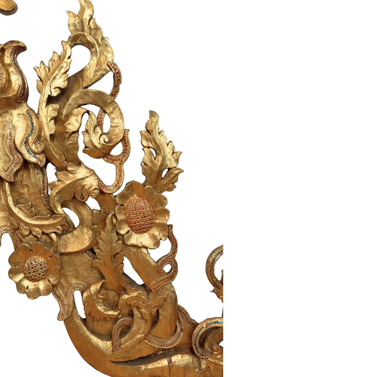 Monumental Burmese Temple Pediment Ensemble (5-piece, approx. 200 cm high) – Mandalay Style (circa 1900)