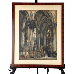 Intérieur d'église ancienne (54 x 43 cm) de Louis-Charles Crespin (1930) | Exclusive Wall Art5