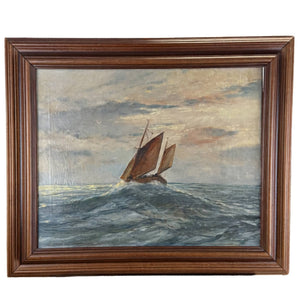 Peinture à l'huile maritime ancienne de R. Doorn, 53 x 63 cm | Décoration murale exclusive | vers 1920