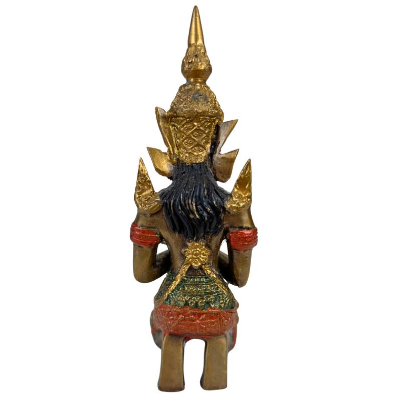 Thai Thepanom Temple Guardian Statue – Gilded and Polychrome – Kneeling Devotional Figure