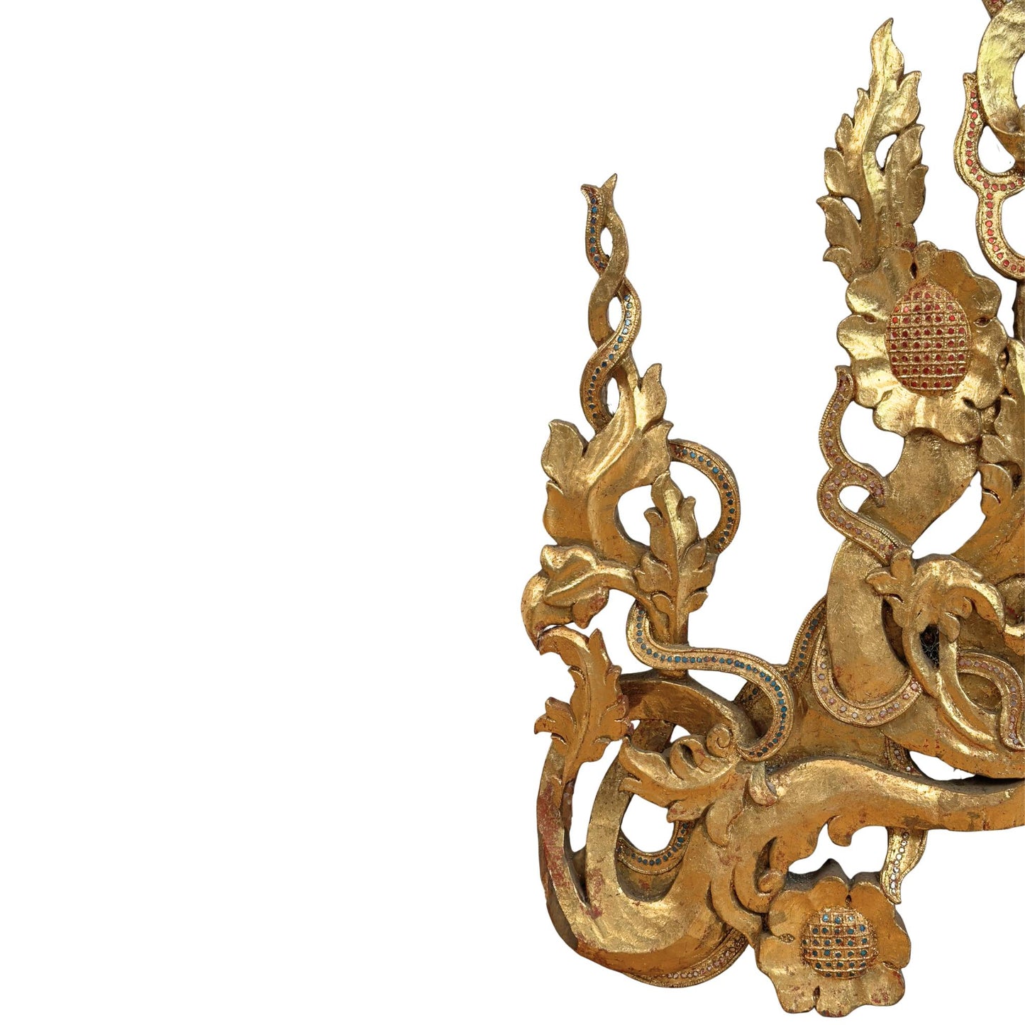 Monumental Burmese Temple Pediment Ensemble (5-piece, approx. 200 cm high) – Mandalay Style (circa 1900)