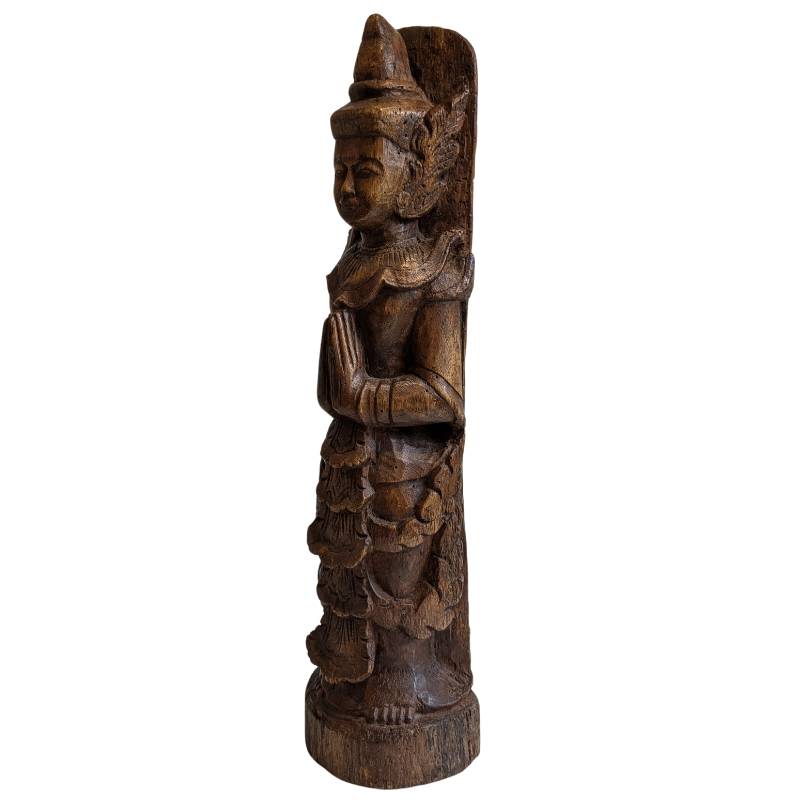 Burmese Nat figure Thagyamin – Wooden temple statue, 19th century