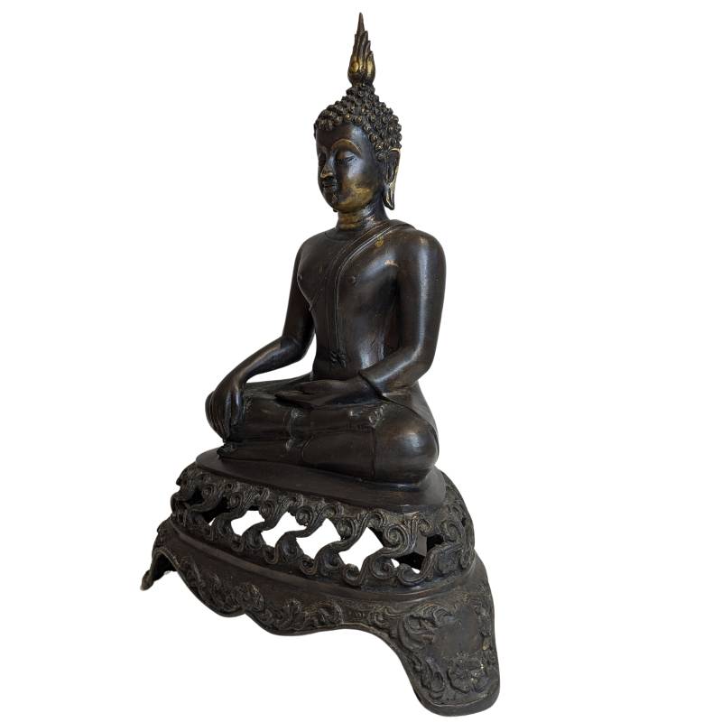 Large Vintage Bronze Thai Buddha Statue - 45cm Sukhothai Style