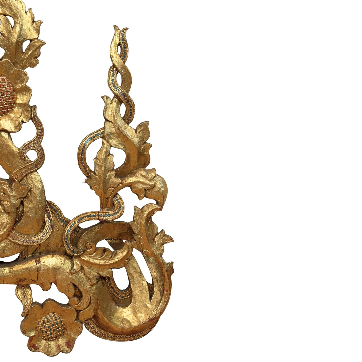 Monumental Burmese Temple Pediment Ensemble (5-piece, approx. 200 cm high) – Mandalay Style (circa 1900)